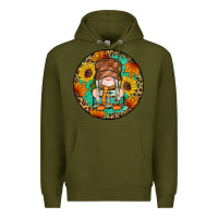 Army Green fall gnomes round earrings 2 Premium Hoodie - Artiststas