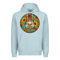 Blue Mist fall gnomes round earrings 2 Premium Hoodie - Artiststas