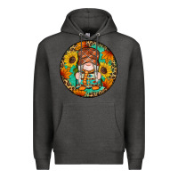 Charcoal Heather fall gnomes round earrings 2 Premium Hoodie - Artiststas