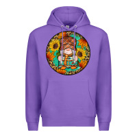 Purple fall gnomes round earrings 2 Premium Hoodie - Artiststas