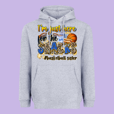 Im Just Here For The Snacks Basketball Sister Heavyweight Hoodie Designed By Zillion Design Studio
