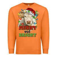 Carrot merry and bright charolais cattle cow with christm Premium Sweatshirt - RanaPortraitStore