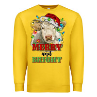 Lemon merry and bright charolais cattle cow with christm Premium Sweatshirt - RanaPortraitStore