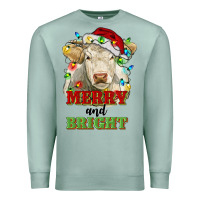 Merry And Bright Charolais Cattle Cow With Christm Premium Sweatshirt | Teevron
