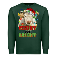 Sports Green merry and bright charolais cattle cow with christm Premium Sweatshirt - RanaPortraitStore