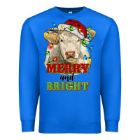 True Royal merry and bright charolais cattle cow with christm Premium Sweatshirt - RanaPortraitStore