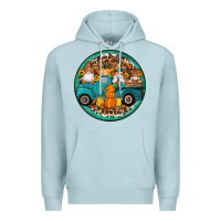 Blue Mist fall gnomes round earrings 3 Premium Hoodie - Artiststas