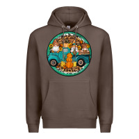 Coffee fall gnomes round earrings 3 Premium Hoodie - Artiststas