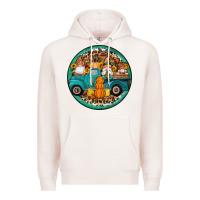 Pale Pink fall gnomes round earrings 3 Premium Hoodie - Artiststas
