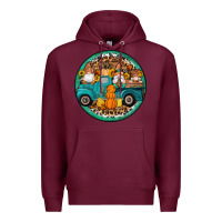 Burgundy fall gnomes round earrings 3 Premium Hoodie - Artiststas