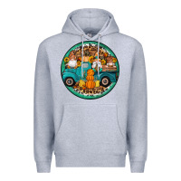 Heather Grey fall gnomes round earrings 3 Premium Hoodie - Artiststas