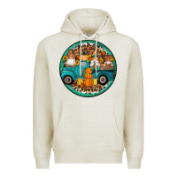 Oatmeal Heather fall gnomes round earrings 3 Premium Hoodie - Artiststas