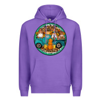 Purple fall gnomes round earrings 3 Premium Hoodie - Artiststas