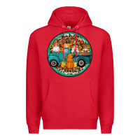 Red fall gnomes round earrings 3 Premium Hoodie - Artiststas