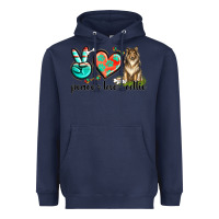 Navy peace love collie Heavyweight Hoodie - texasbilliewilder