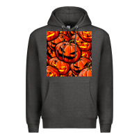 Charcoal Heather halloween pumpkin seamless pattern Premium Hoodie - BundleAndBundleShop