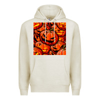 Oatmeal Heather halloween pumpkin seamless pattern Premium Hoodie - BundleAndBundleShop