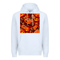 White halloween pumpkin seamless pattern Premium Hoodie - BundleAndBundleShop