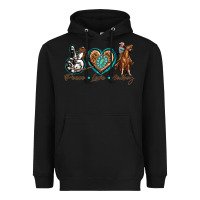 Black peace love cowboy Heavyweight Hoodie - texasbilliewilder