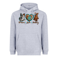 Heather Grey peace love cowboy Heavyweight Hoodie - texasbilliewilder