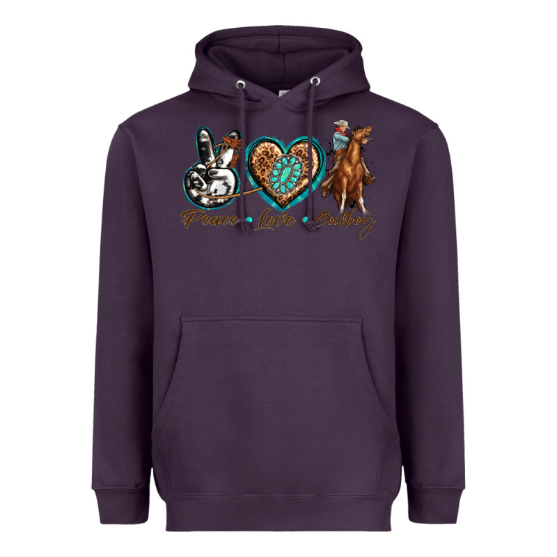 Peace Love Cowboy Heavyweight Hoodie by texasbilliewilder | Teevron