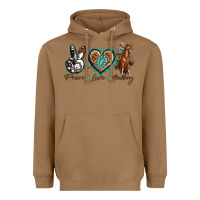 Toasted Coconut peace love cowboy Heavyweight Hoodie - texasbilliewilder