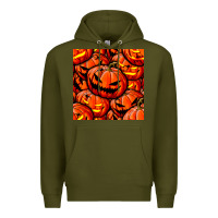 Army Green halloween pumpkin seamless pattern Premium Hoodie - BundleAndBundleShop