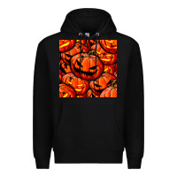 Black halloween pumpkin seamless pattern Premium Hoodie - BundleAndBundleShop