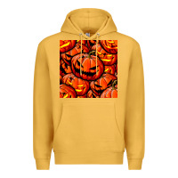Mustard halloween pumpkin seamless pattern Premium Hoodie - BundleAndBundleShop