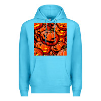 Ocean Blue halloween pumpkin seamless pattern Premium Hoodie - BundleAndBundleShop