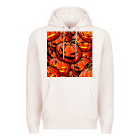 Pale Pink halloween pumpkin seamless pattern Premium Hoodie - BundleAndBundleShop