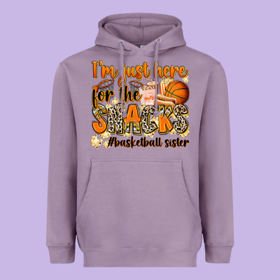 Im Just Here For The Snacks Basketball Sister Heavyweight Hoodie Designed By Zillion Design Studio