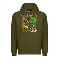 Army Green one lucky mama Premium Hoodie - AdoDesignShop