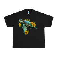 Black sea turtle with sunflowers Urban Heavy Tee - Artiststas