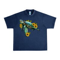 Navy sea turtle with sunflowers Urban Heavy Tee - Artiststas
