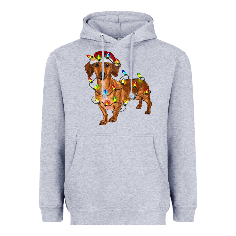 Dachshund Christmas Lights Heavyweight Hoodie by RanaPortraitStore | Teevron
