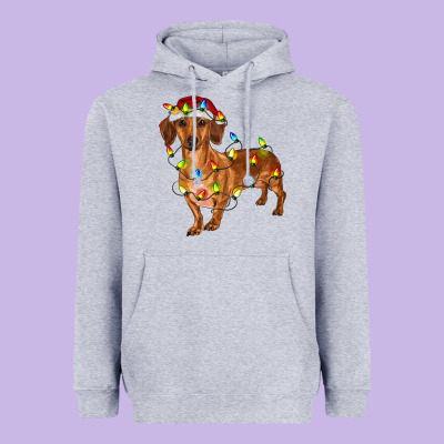 Heavyweight Hoodie Dachshund Christmas Lights