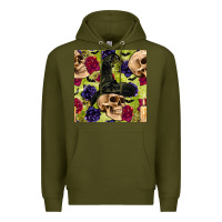 Army Green halloween witch skull seamless pattern Premium Hoodie - BundleAndBundleShop