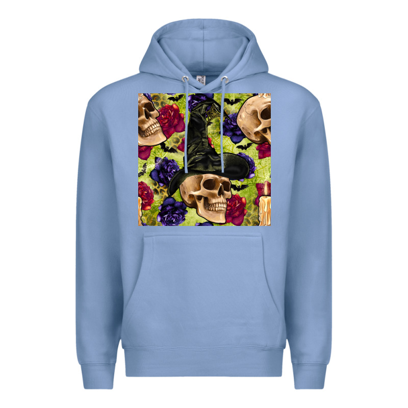 Halloween Witch Skull Seamless Pattern Premium Hoodie by BundleAndBundleShop | Teevron