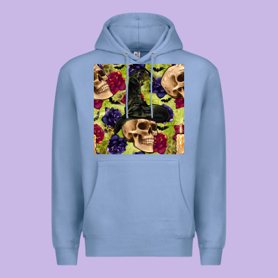 Halloween Witch Skull Seamless Pattern Premium Hoodie Designed By Bundleandbundleshop