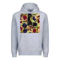 Heather Grey halloween witch skull seamless pattern Premium Hoodie - BundleAndBundleShop