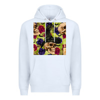 White halloween witch skull seamless pattern Premium Hoodie - BundleAndBundleShop