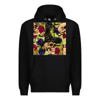 Black halloween witch skull seamless pattern Premium Hoodie - BundleAndBundleShop
