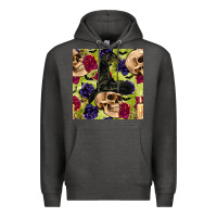 Charcoal Heather halloween witch skull seamless pattern Premium Hoodie - BundleAndBundleShop