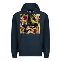 Navy halloween witch skull seamless pattern Premium Hoodie - BundleAndBundleShop