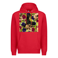 Red halloween witch skull seamless pattern Premium Hoodie - BundleAndBundleShop
