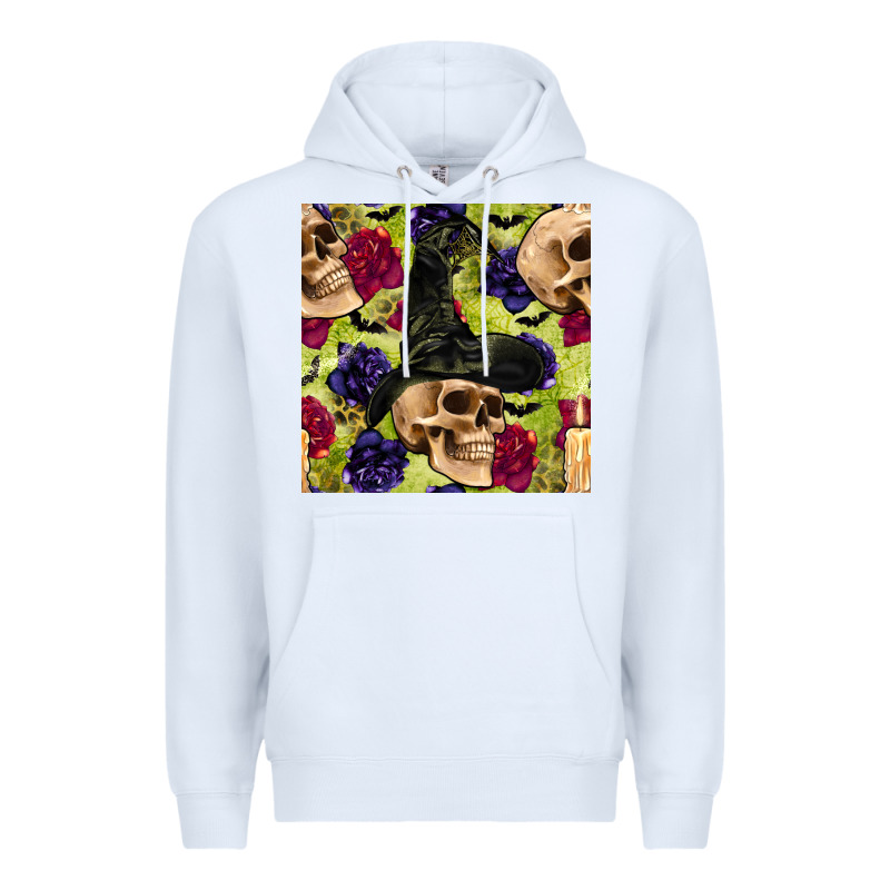 Halloween Witch Skull Seamless Pattern Premium Hoodie by BundleAndBundleShop | Teevron