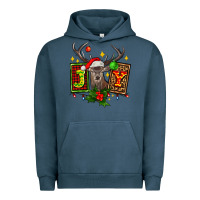 Pigment Midnight Navy joy with reindeer ado Urban Hoodie - AdoDesignShop