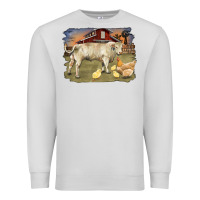 Dove Grey charolaris bull and chicken in barnyard Premium Sweatshirt - RanaPortraitStore