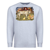 Heather Grey charolaris bull and chicken in barnyard Premium Sweatshirt - RanaPortraitStore